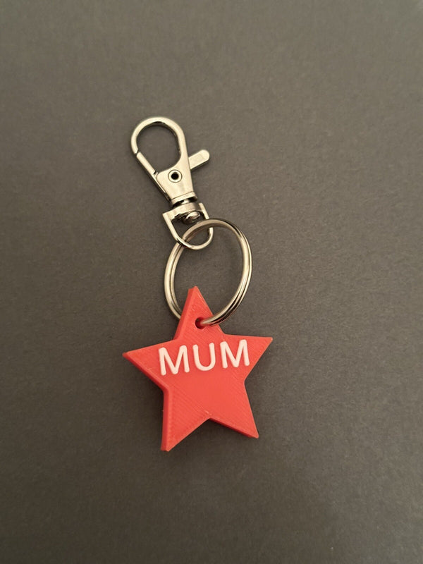 Mum, Star Keychain- 3D Printed